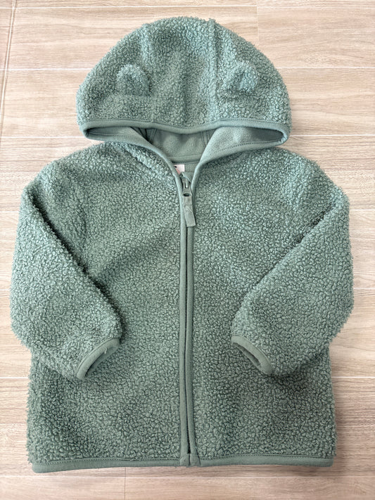 18m Sage Teddy Zip Up Ear Hooded Jacket