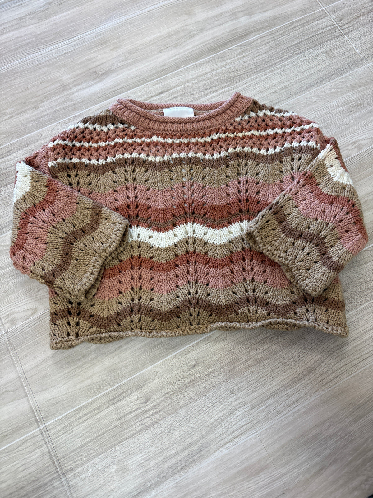 6m Little Co Clay/Brown Striped Knit Sweater