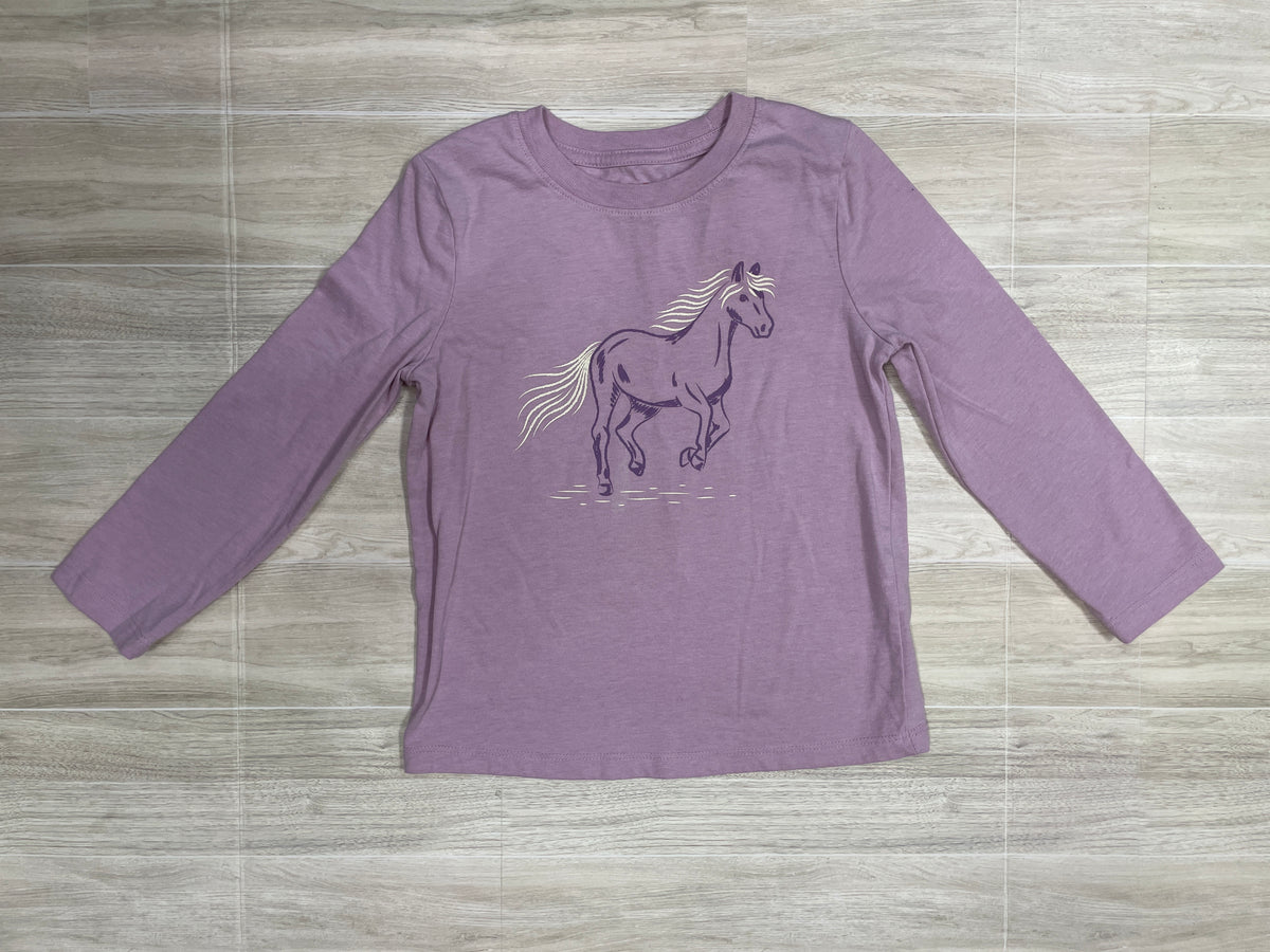 5T Lavender Horse Graphic Long Sleeve