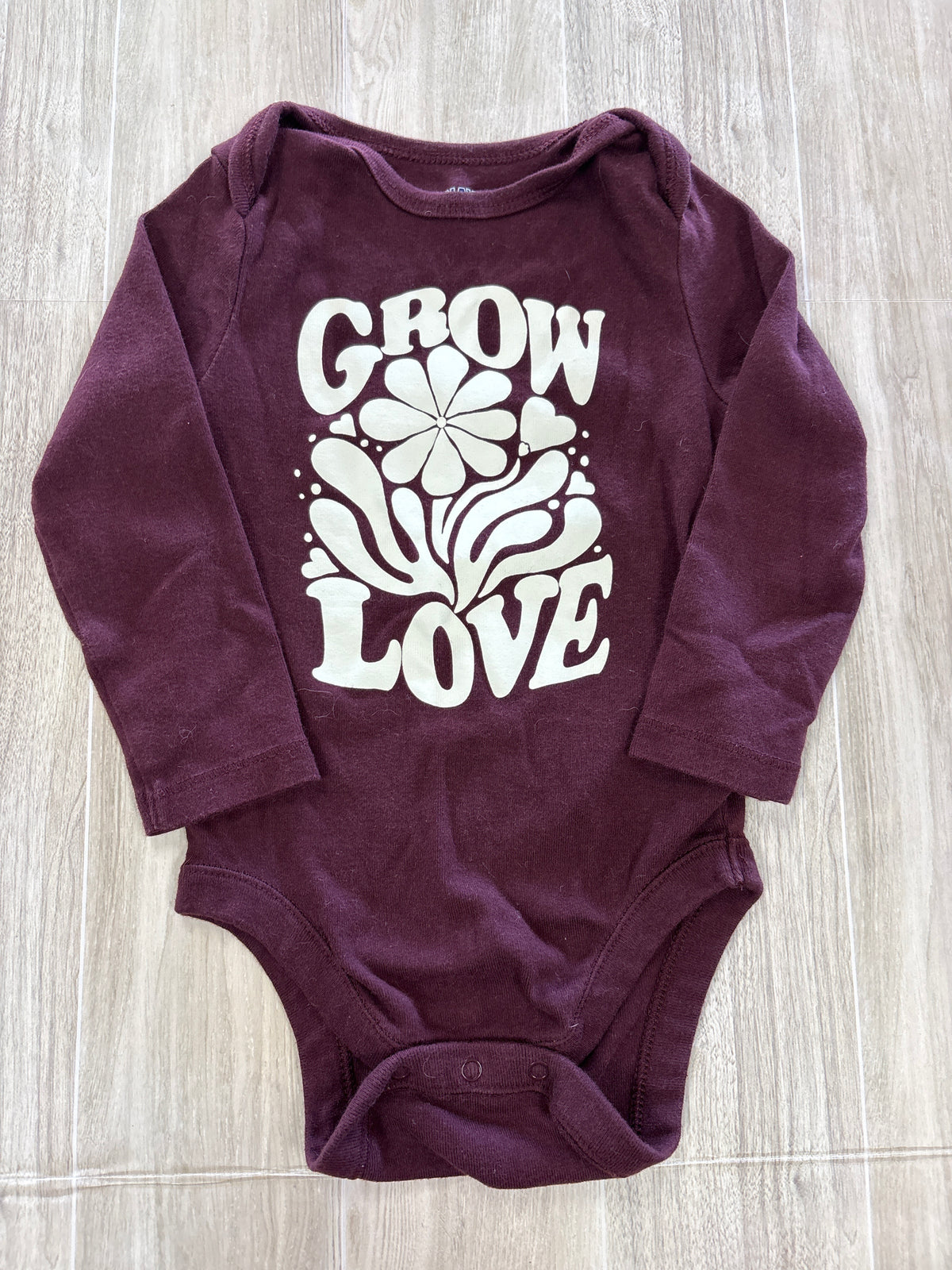 12/18 Deep Maroon Grow Love Graphic Onesie