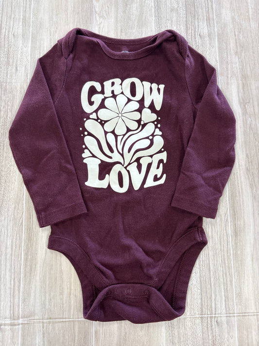 12/18 Deep Maroon Grow Love Graphic Onesie