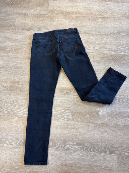 Womens 7 / 28 Levis Demi Curve High Rise Skinny Black Denim Pant