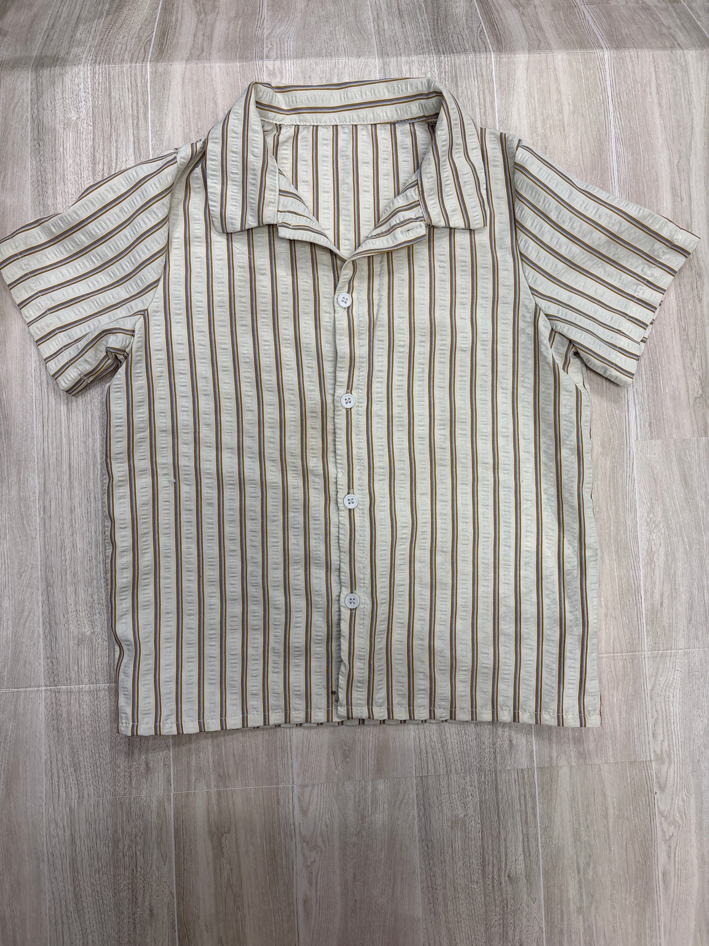 7 Cream Striped Button Up