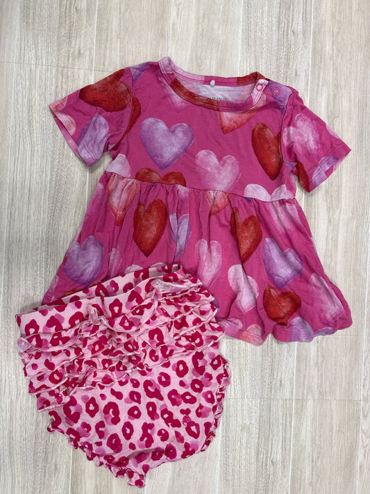 2T Posh Peanut Heart Twirl + Cheetah Ruffles Bloomers Set