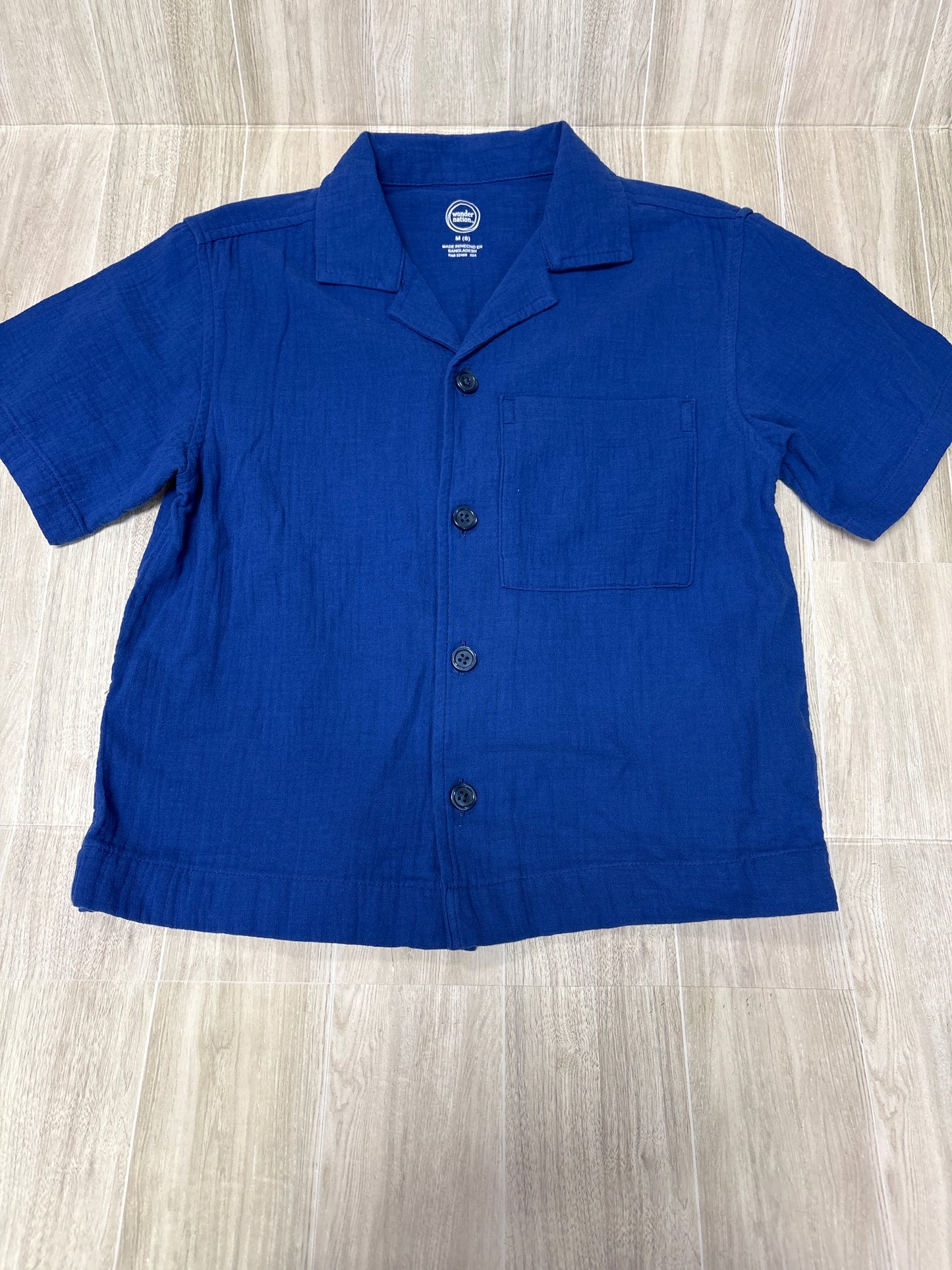 8 Royal Blue Gauze Button Up