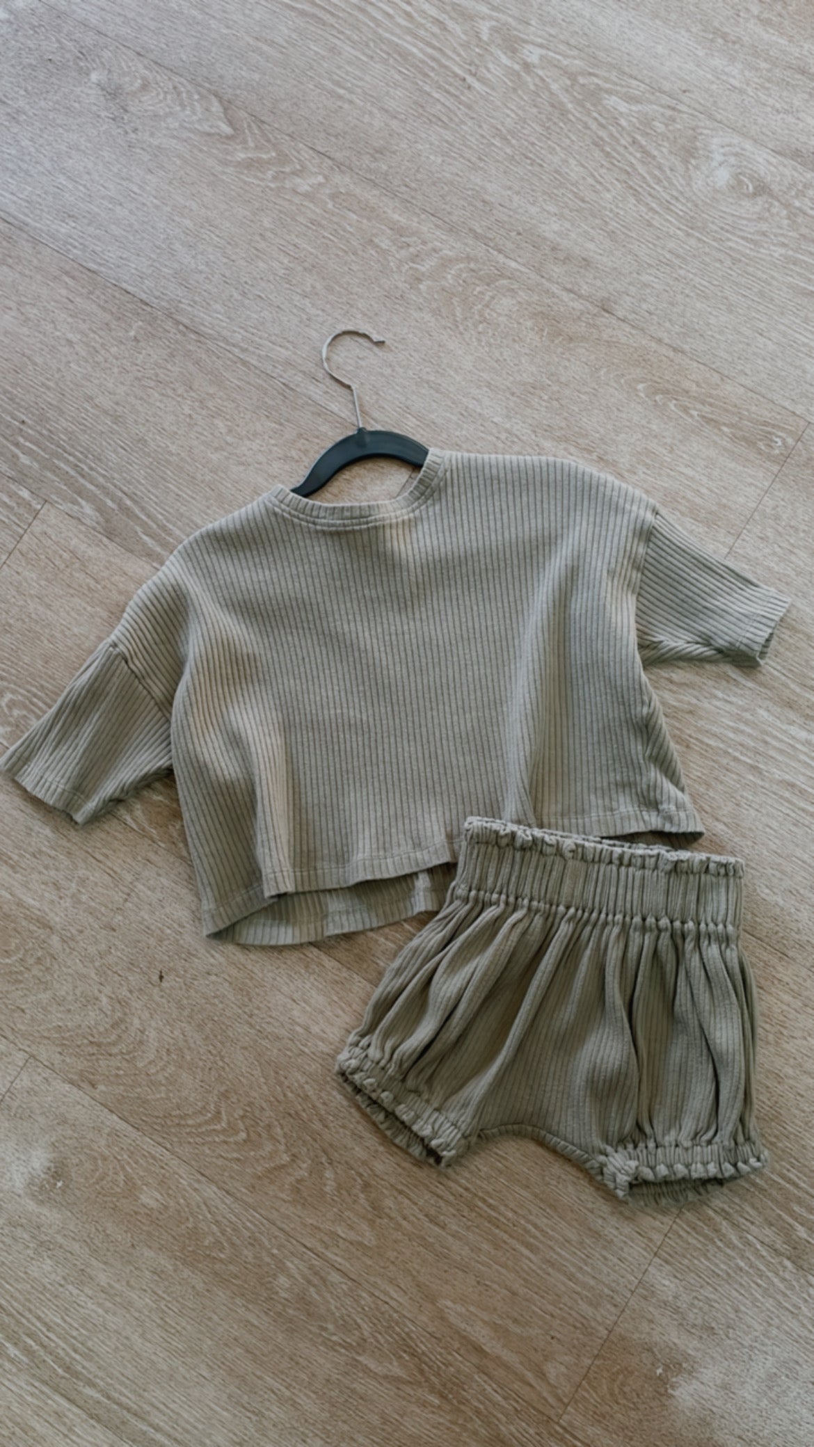 2/3T Green Ribbed 2 Piece Set