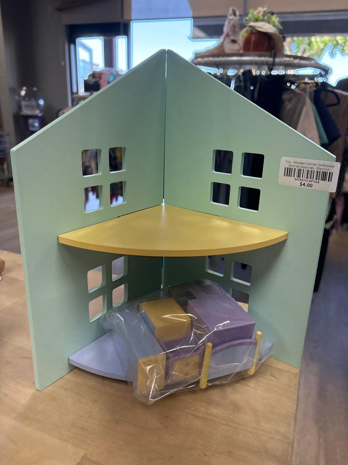 Toy - Wooden Corner Dollhouse With Accessories - Blemish