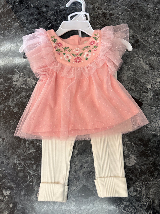 NWT 3m Pink Ruffle Tunic + Ribbed Legging Set