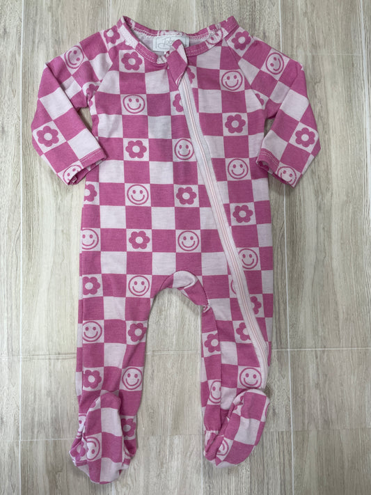 0-3m Pink Checkered Pajama