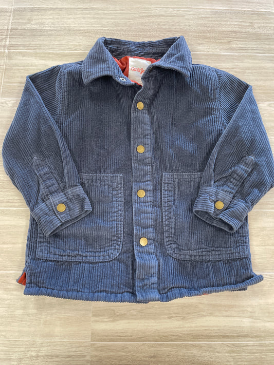 2T Navy Corduroy Button Up Lined Shacket