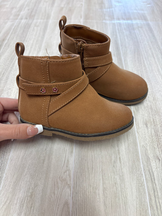 7c Brown Bootie with Gold Flower Detail