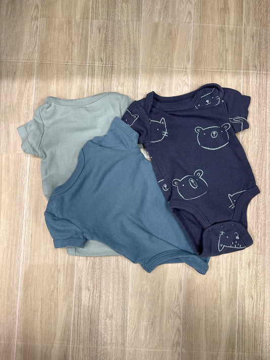 Newborn Blue Animals Onesie 3 Pack