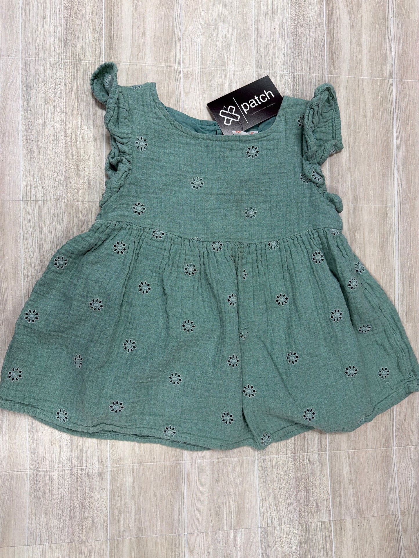 6 Sage Green Gauze Eyelet Tunic