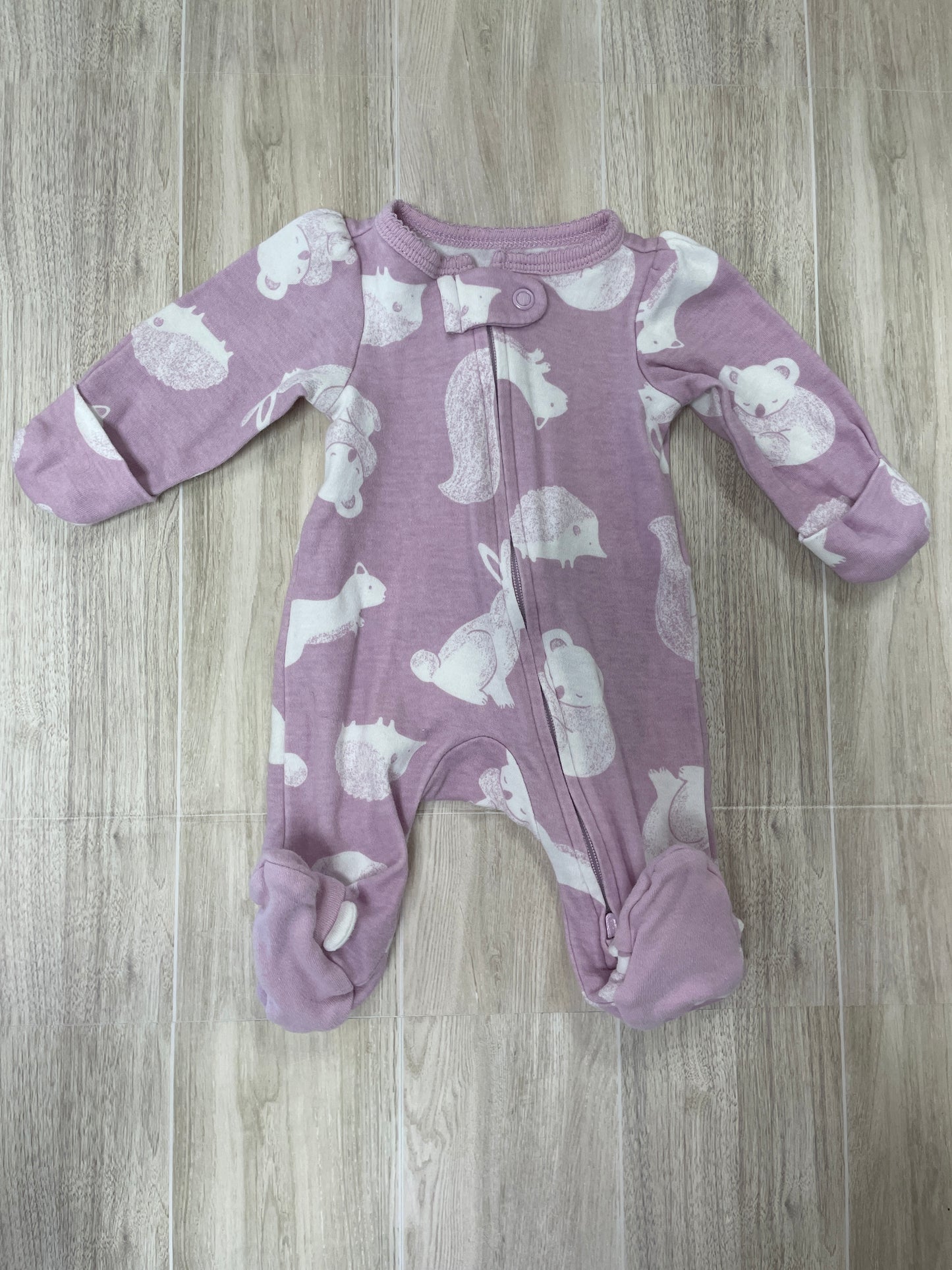 Preemie Lavender Animal Pajama