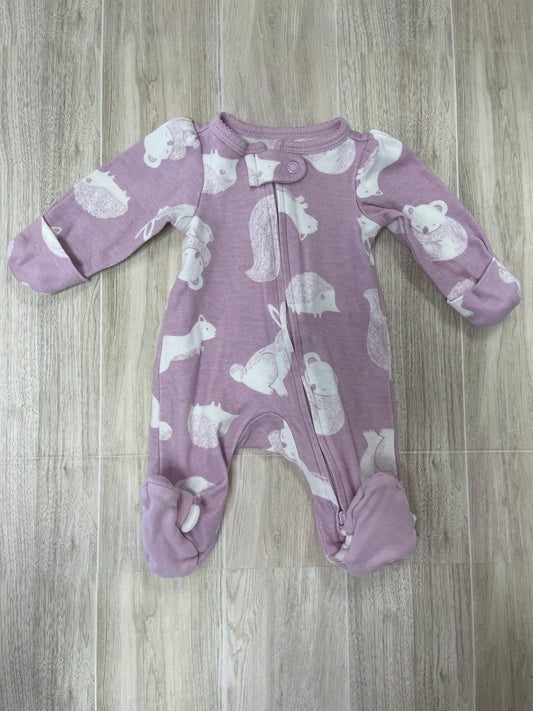 Preemie Lavender Animal Pajama