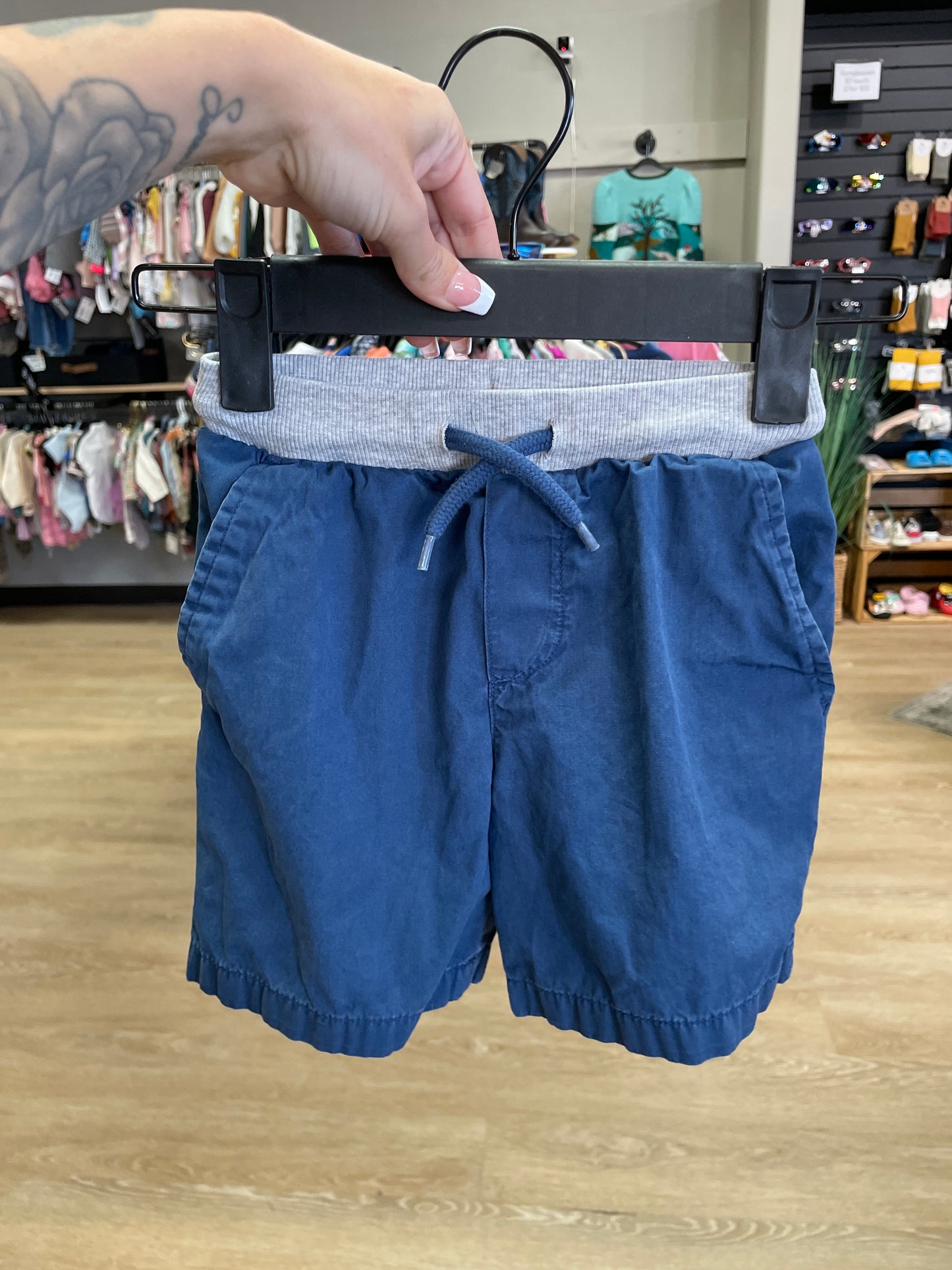 3T Blue Pull On Shorts with Grey Waistband