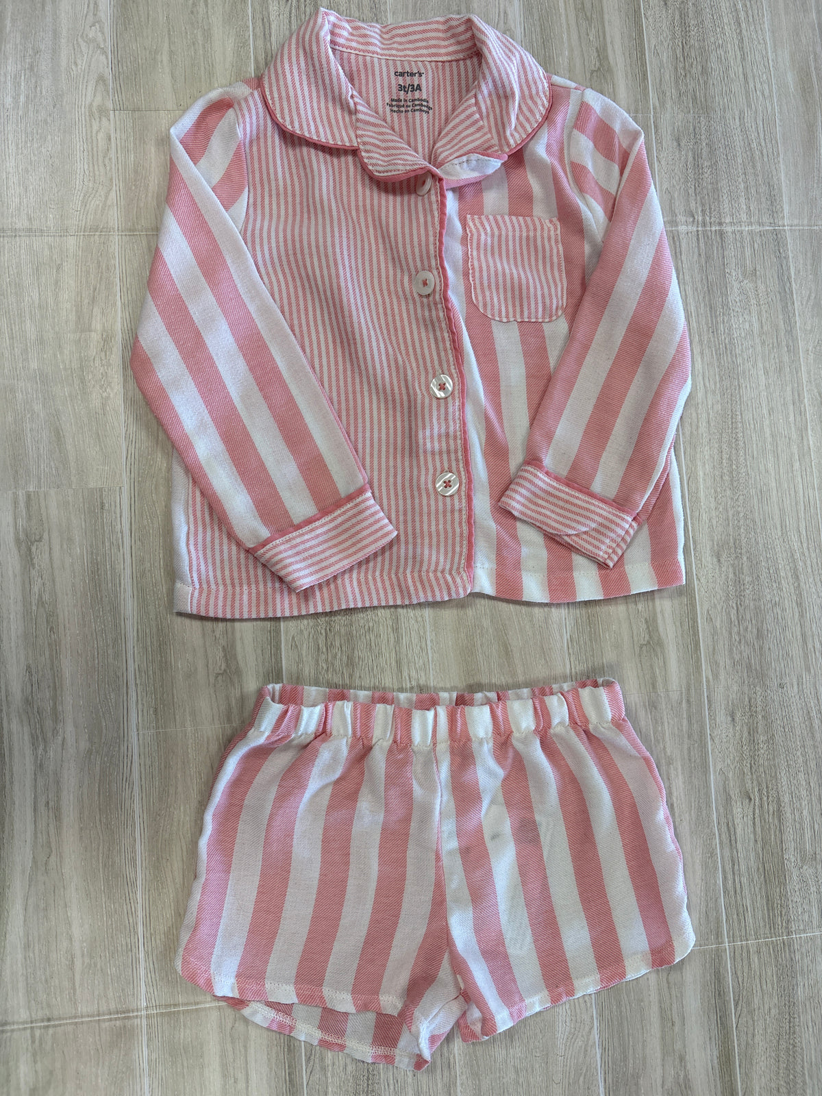 3T Pink/White Striped Pajama Set