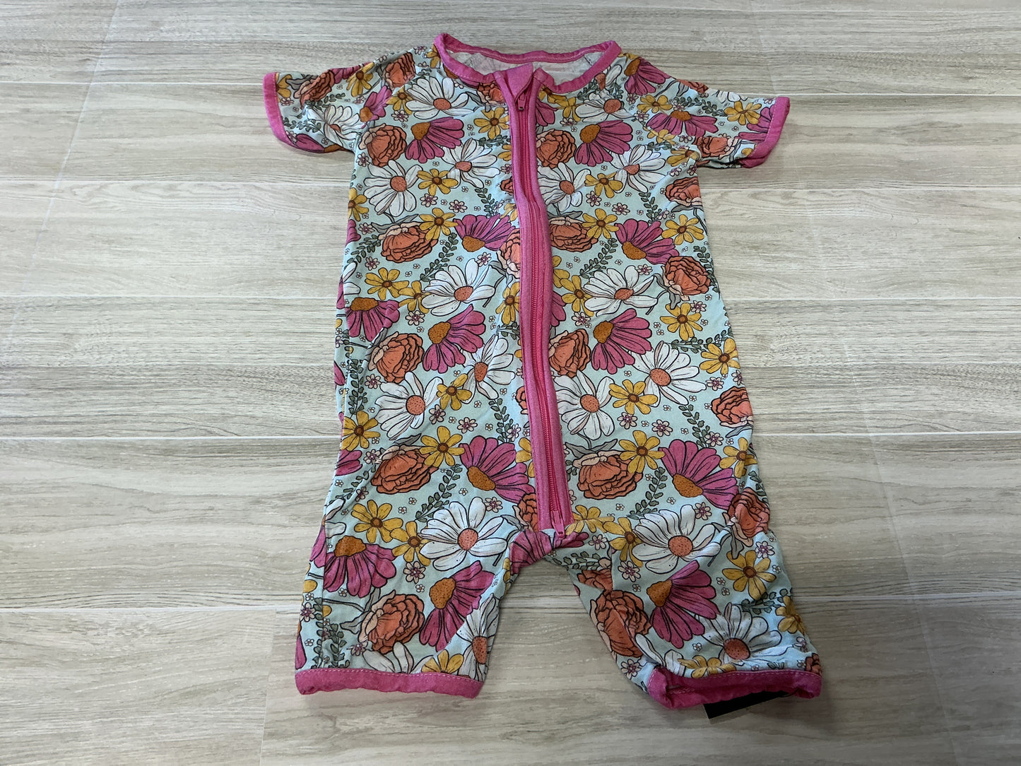 18-24m Little One Shop Pink/Blue Floral Shortie Romper