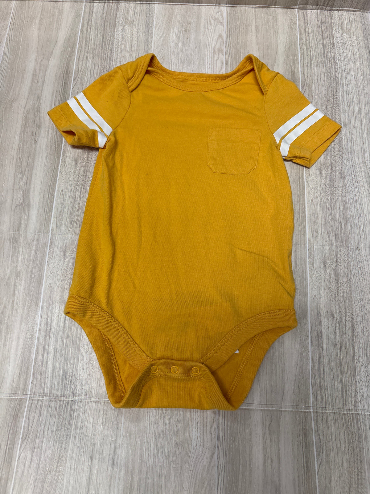 6-9m Yellow/White Stripe Sleeve Onesie