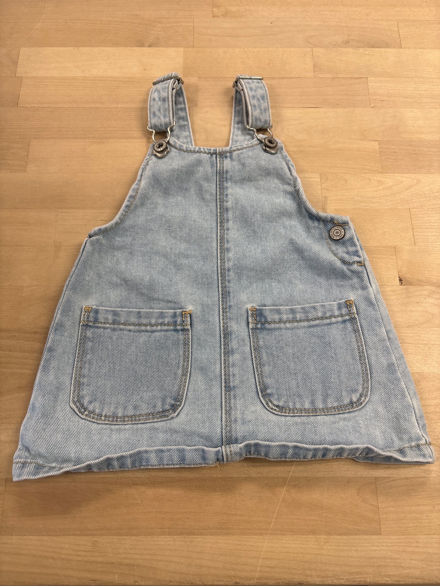 9-12m Zara Light Wash Denim Overall Dress