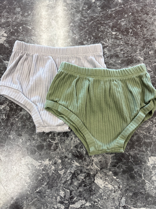 6-9m Ribbed Bloomer 2 Pack - Grey/Green