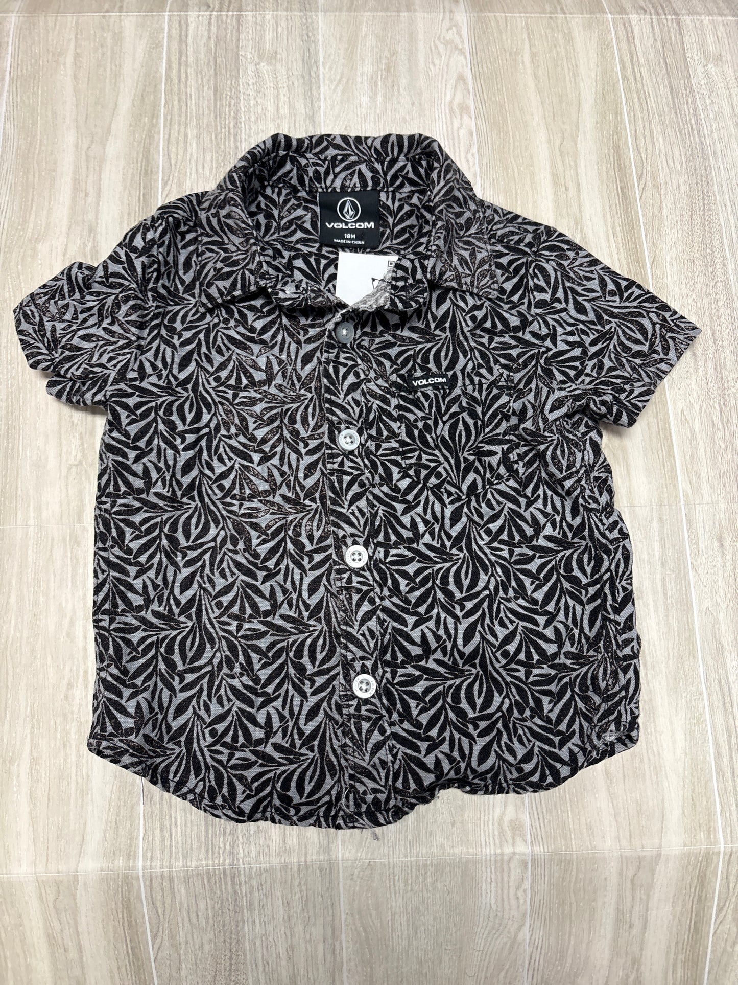 18m Volcom Grey/Black Printed Button Up