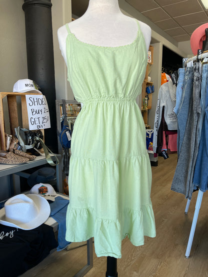 XL Light Green Side Cutout Tank Dress - Blemish