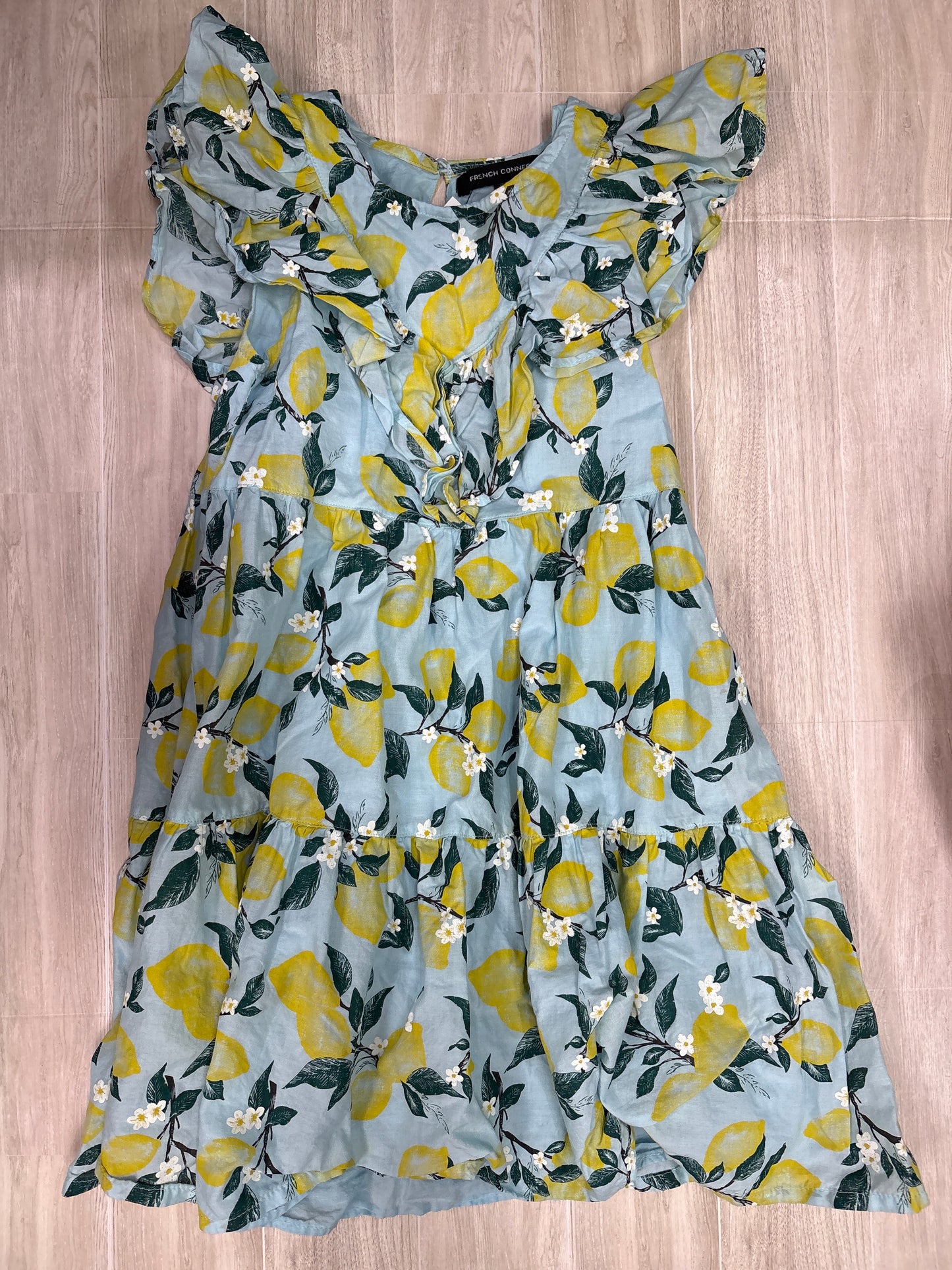 7/8 French Connection Blue Lemon Ruffle Dress
