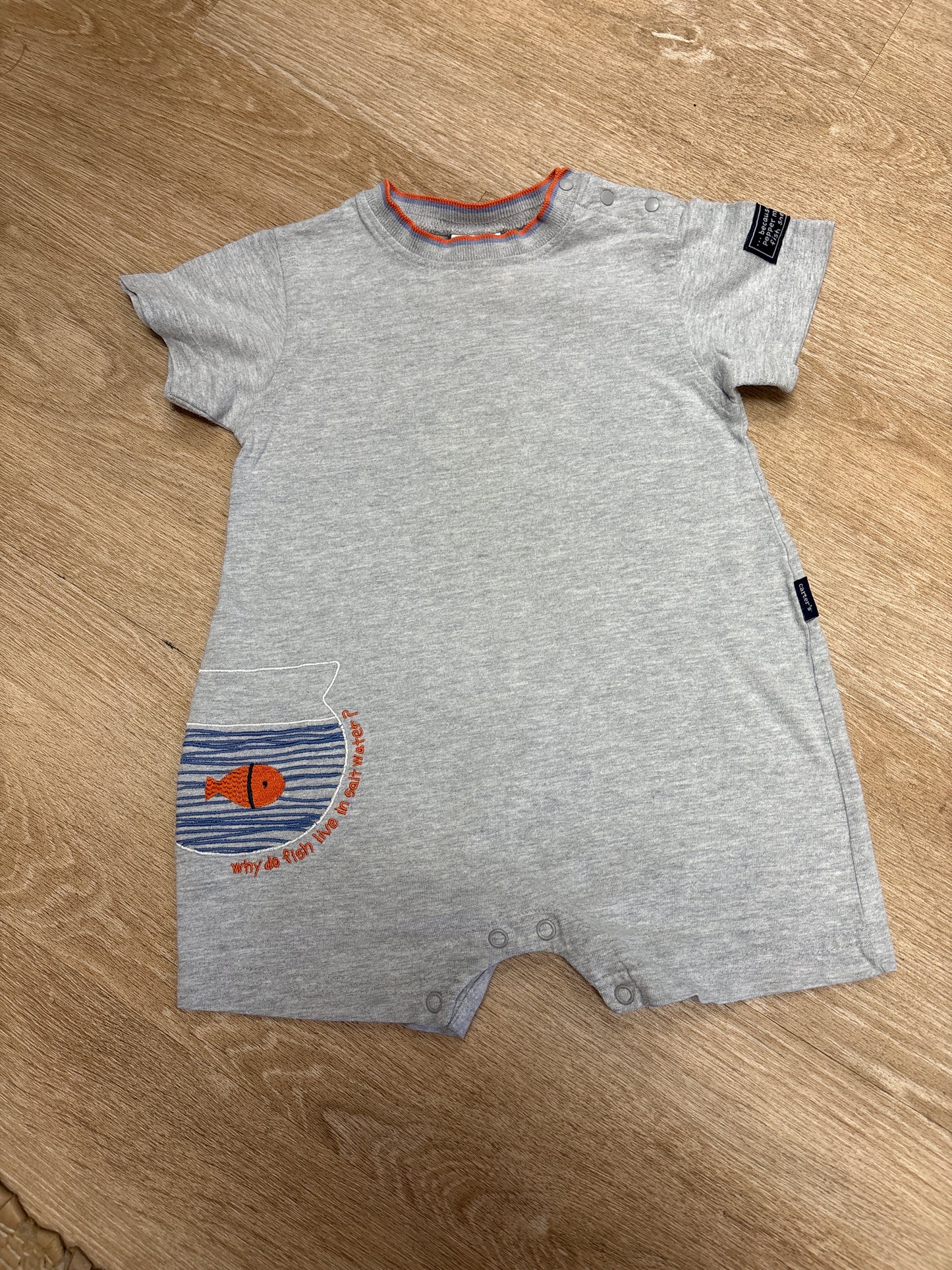 18-24m VINTAGE Carters Kids Grey Fishbowl Romper