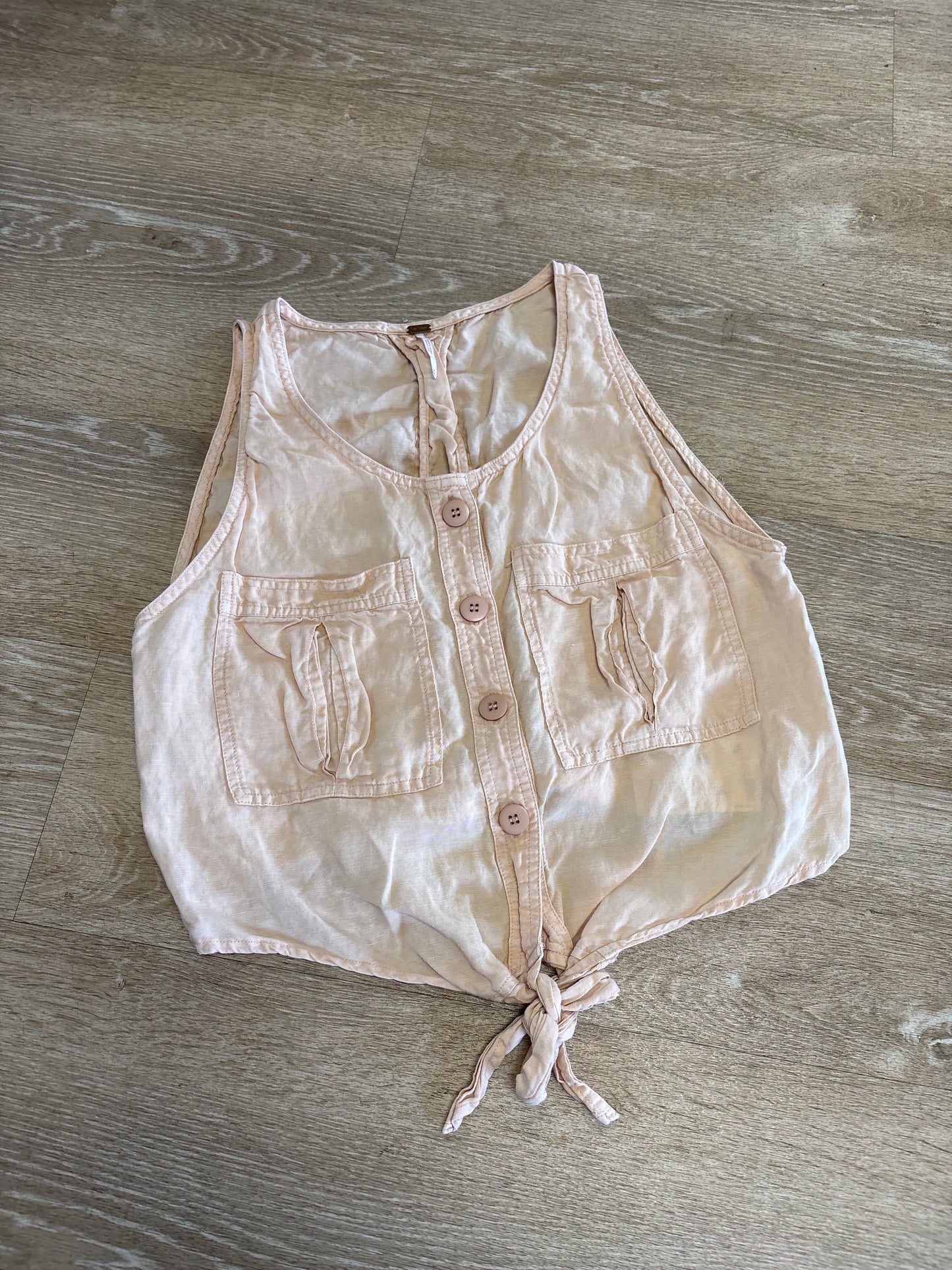 Womens Medium Free People Peach Button Pocket Tank
