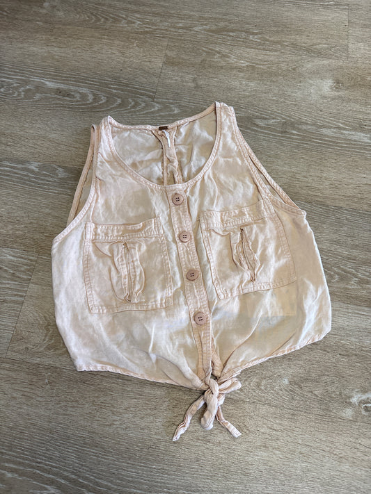 Womens Medium Free People Peach Button Pocket Tank