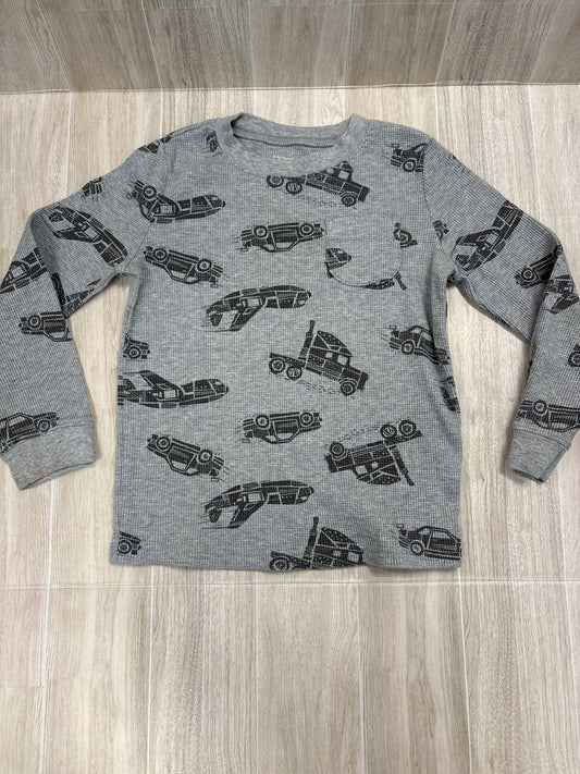 5T Grey Waffle Knit Cars Long Sleeve - Blemsih