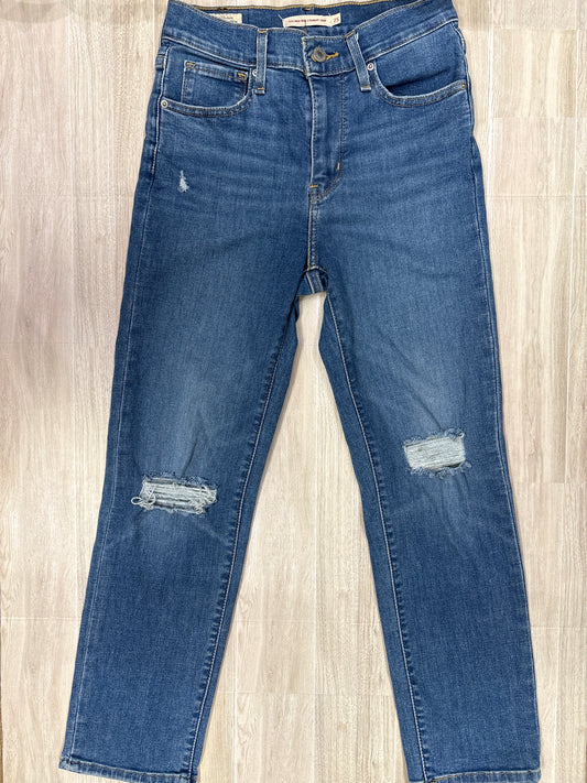 Womens 25 Levis 724 High Rise Straight Crop Distressed Pants