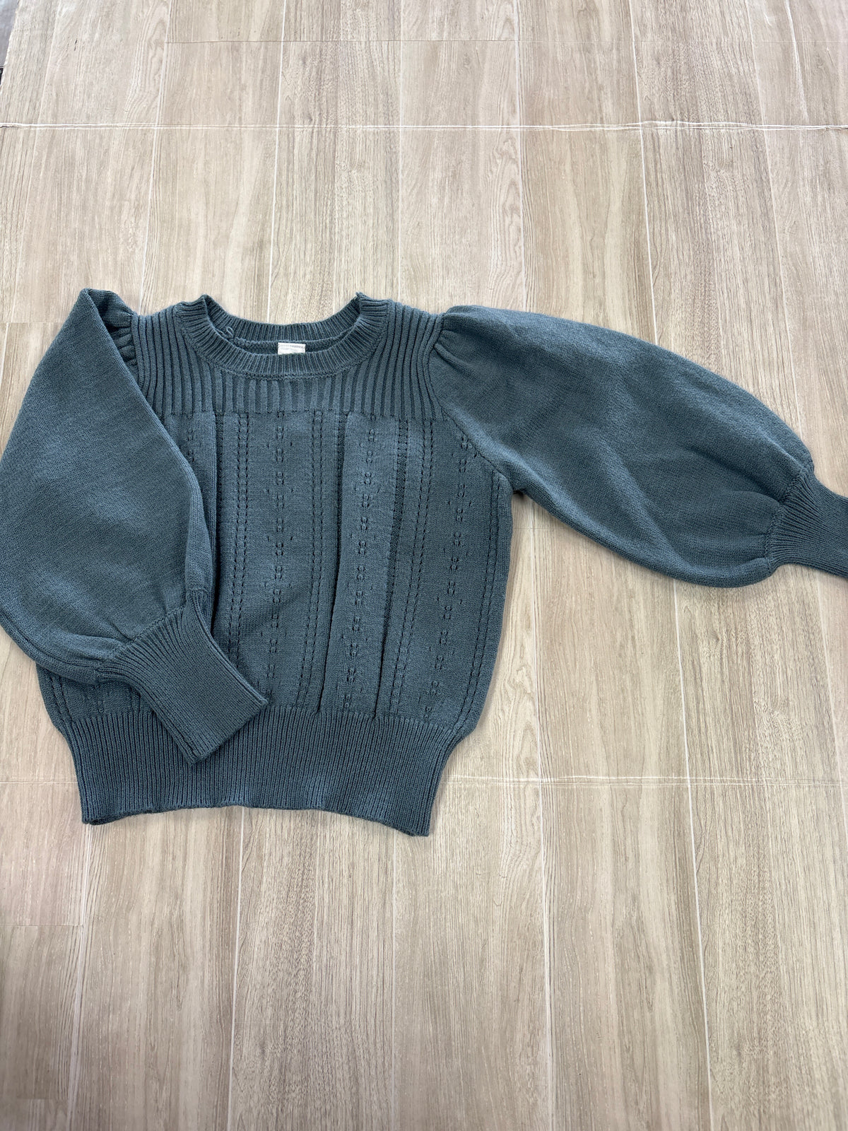 NWT 3T Sage Eyelet Knit Puff Sleeve Sweater