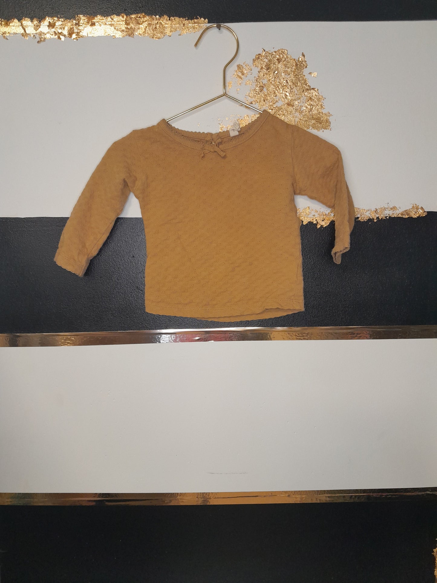 Quincy Mae Mustard Lace Neck Top