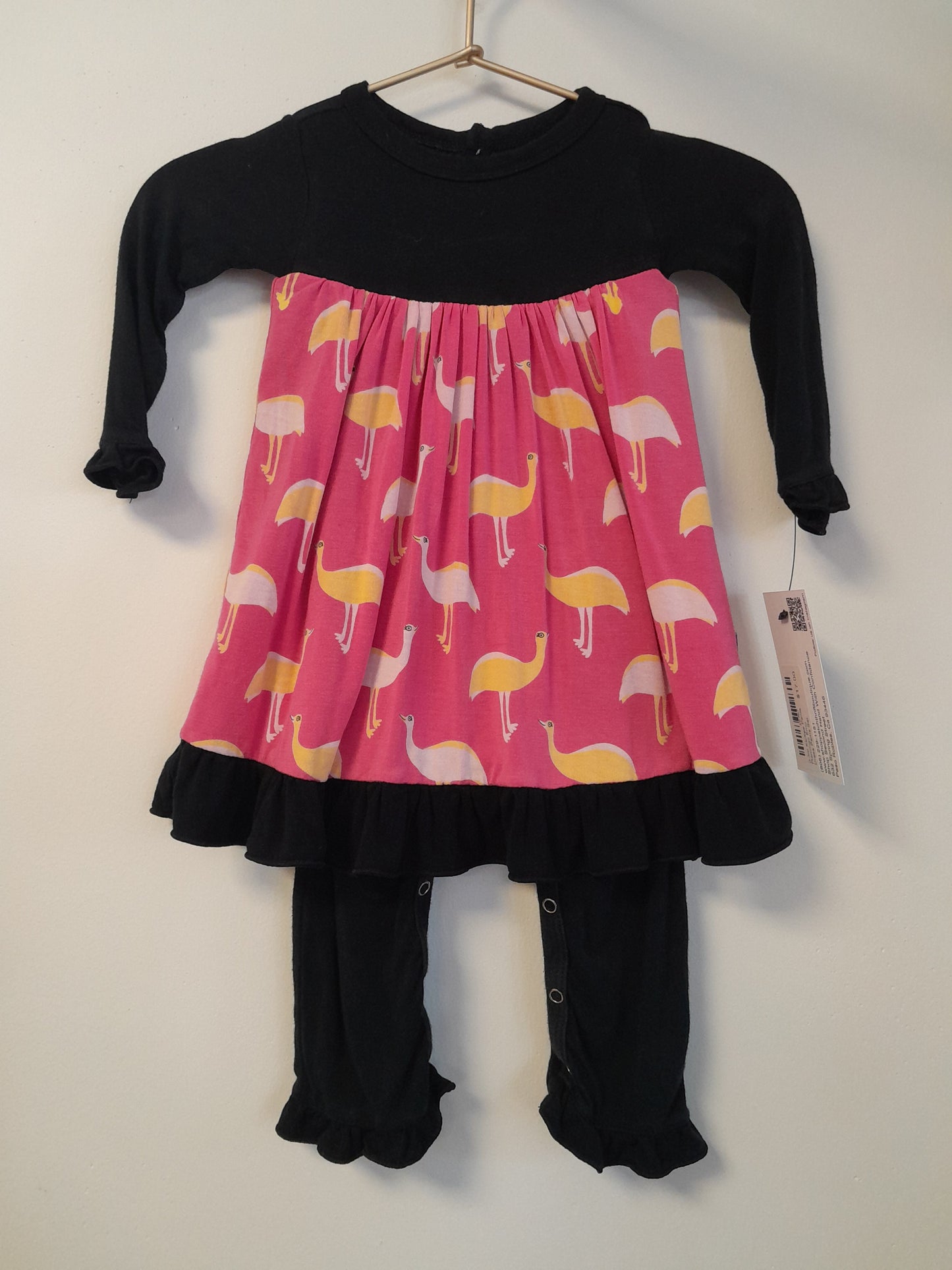 0-3m KicKee Pants Flamingo Emu Dress Pants Set