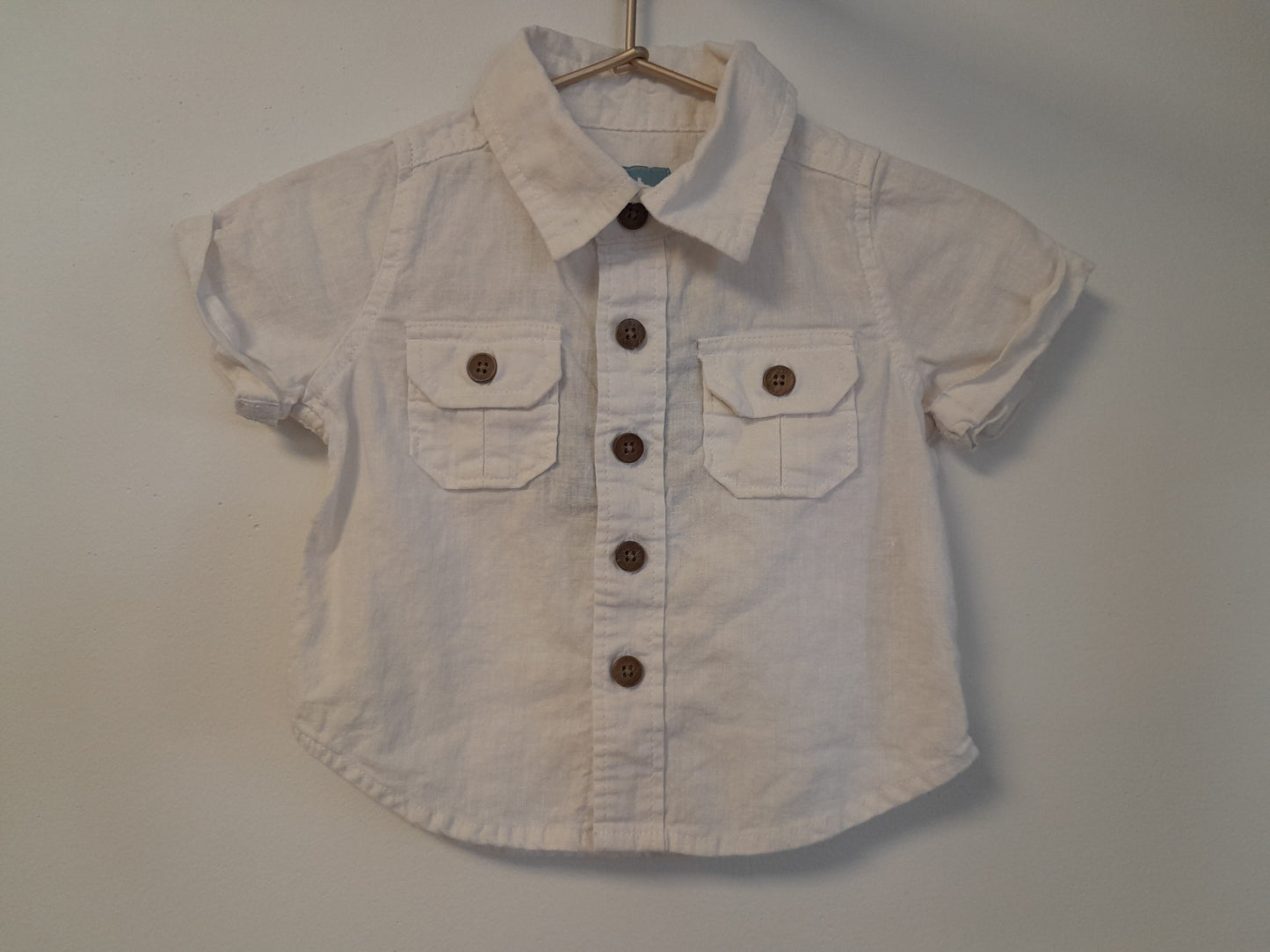 0-3m White Short Sleeve Button Up