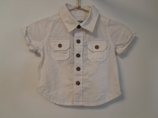 0-3m White Short Sleeve Button Up