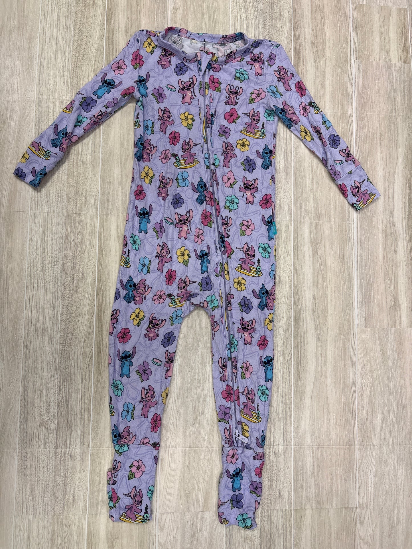 12-18m Posh Peanut Disney Purple Stitch Zip Up Romper