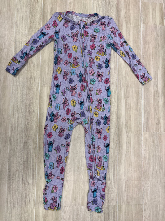 12-18m Posh Peanut Disney Purple Stitch Zip Up Romper
