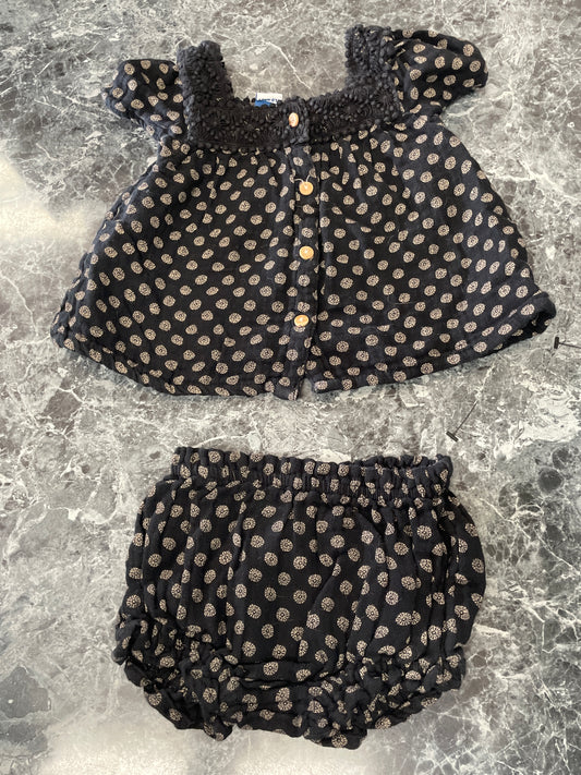 6-12m Black Dandelion 2 Piece Set