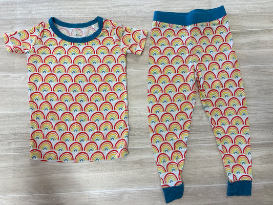 12-18m Little Sleepies Rainbow/Blue Trim 2 Piece Lounge Set