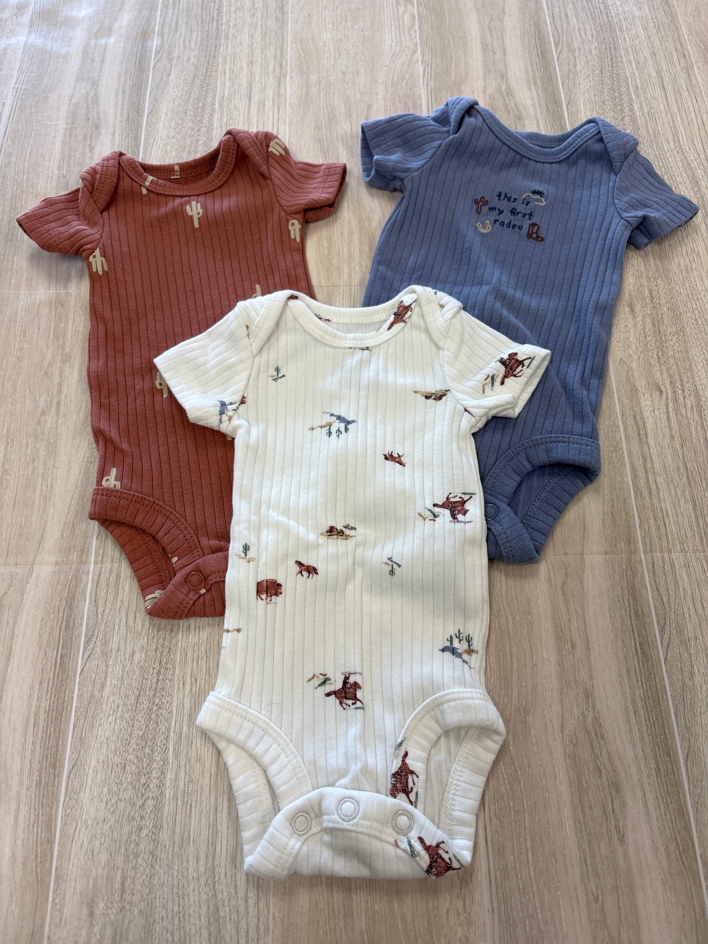 Preemie Ribbed First Rodeo Onesie 3 Pack