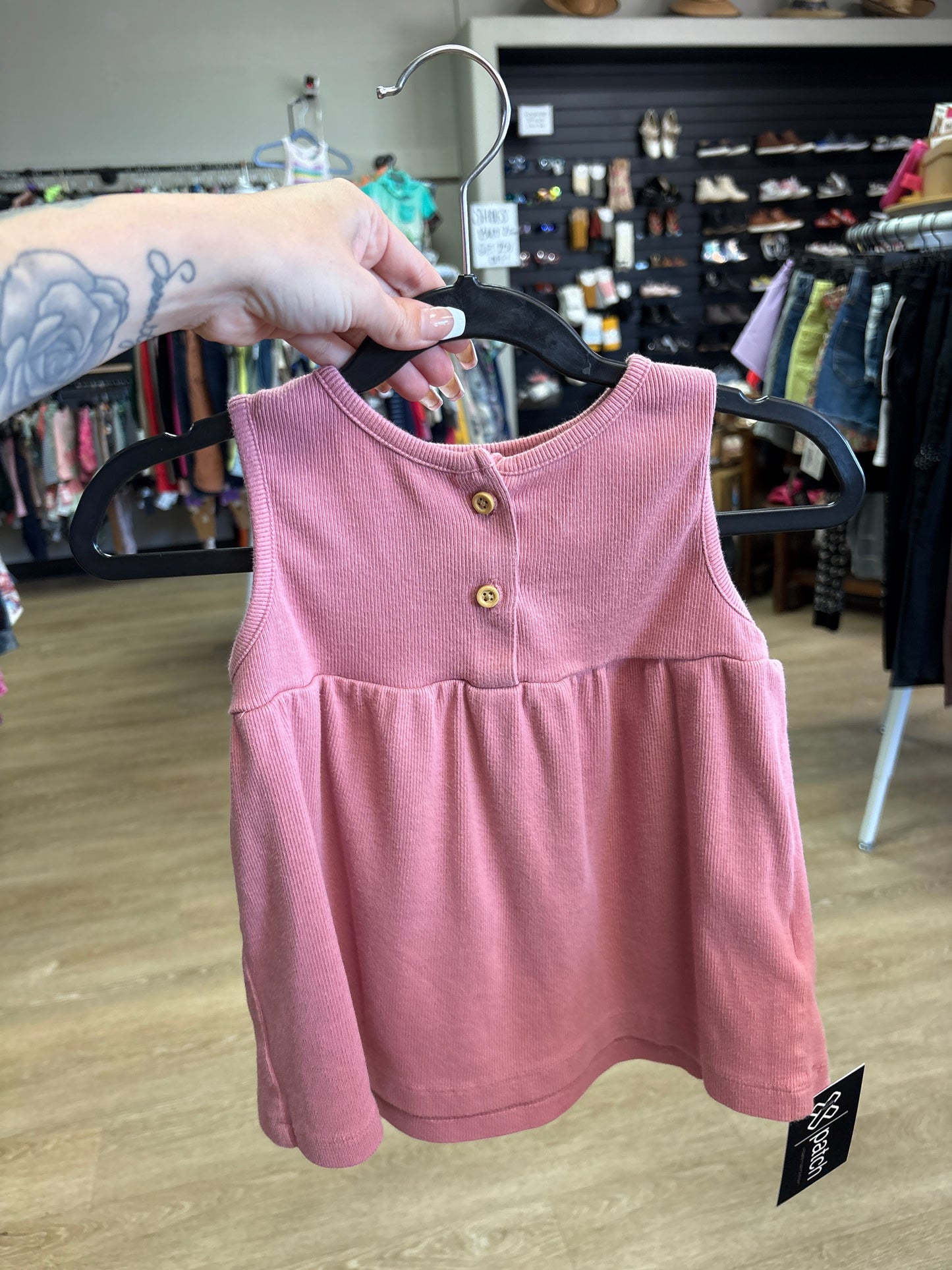 4T Mauve Ribbed Button Tank