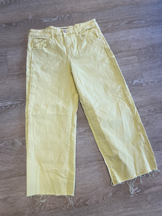 Womens 8 Kut Brand Yellow Denim Raw Hem Pants