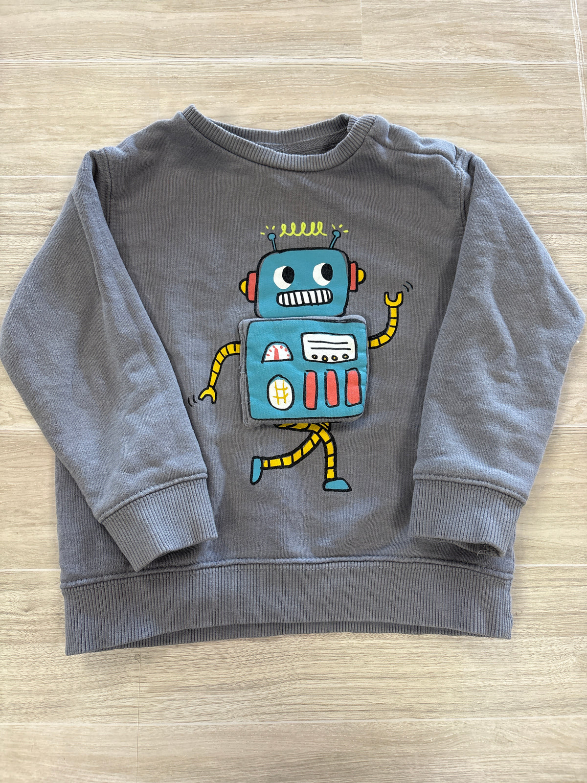 18/24m Zara Grey Velcro Robot Crewneck