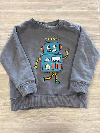 18/24m Zara Grey Velcro Robot Crewneck
