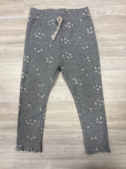 2/3T Zara Green Ribbed Flower Leggings - BLEMISH