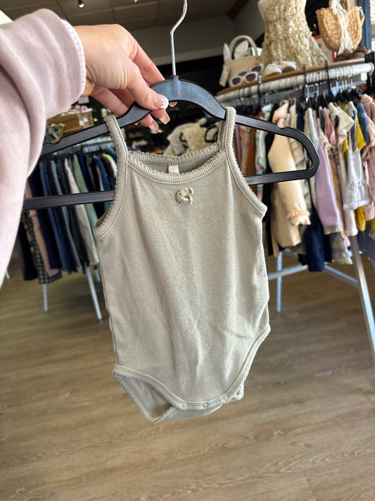 6-12m Quincy Mae Green Ribbed Tank Onesie