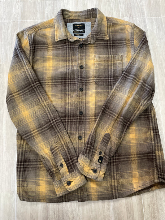 14 Quicksilver Mustard/Brown Plaid Flannel